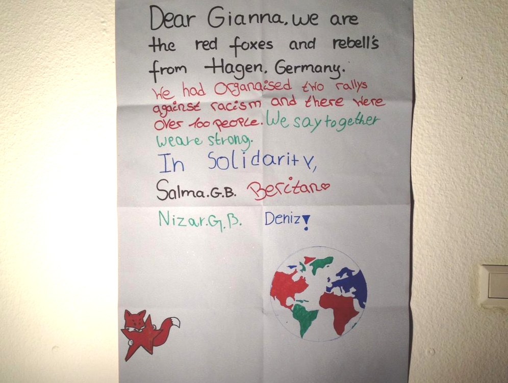 Rotfüchse aus Hagen schreiben an Gianna Floyd
