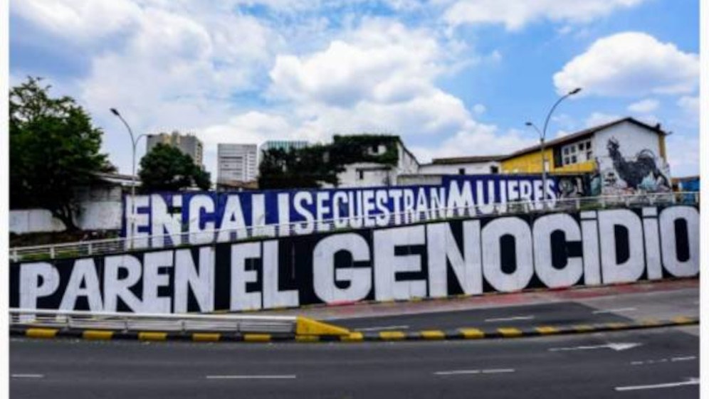 Kolumbien: Wandparole zum Kampf gegen Gewalt an Frauen