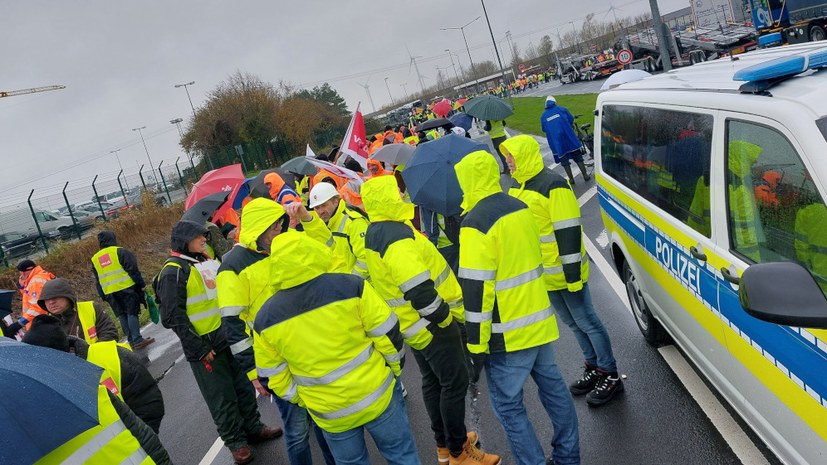 Ver.di-Streik trotzt Wind und Wetter