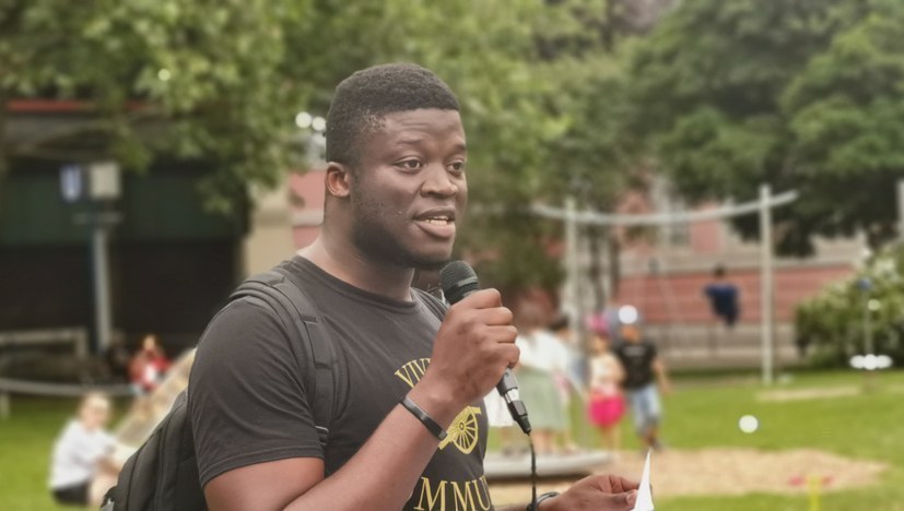 Veranstaltung von Solidarität International mit Alassa Mfouapon: „Don’t give up the fight!”