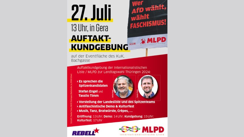 Auftaktkundgebung in Gera am 27. Juli - Flyer ist in verschiedenen Druckformaten online