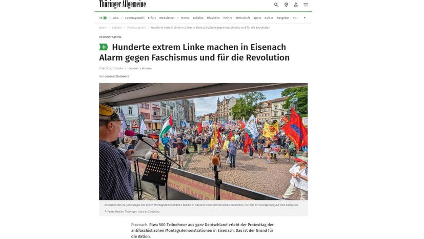 "TLZ" und "TA" berichten über Demo und Kundgebung in Eisenach