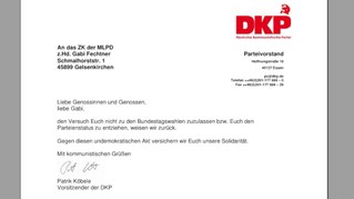 DKP und andere Organisationen solidarisieren sich mit der MLPD