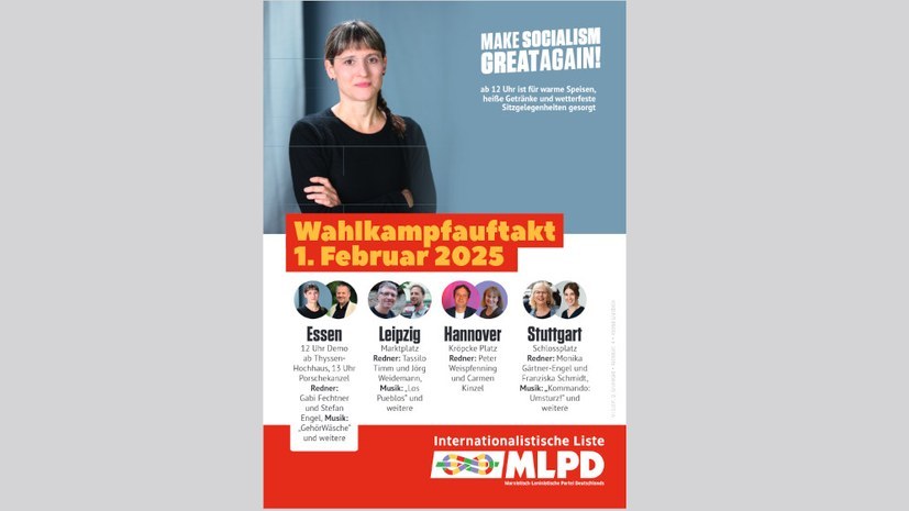 Am 1. Februar: Wahlkampfauftakt der Internationalistischen Liste/MLPD!