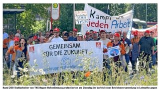 200 Arbeiter demonstrierten zur Betriebsversammlung