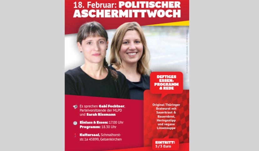 Flyer zum Politischen Aschermittwoch der MLPD in Gelsenkirchen erschienen