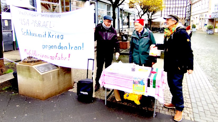 Friedensmahnwache trotzt Kälte: Nein zum Irankireg