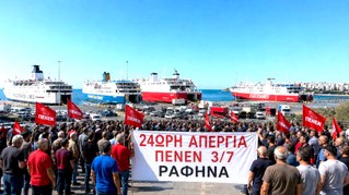 Aufruf zum Streik im Hafen von Rafina