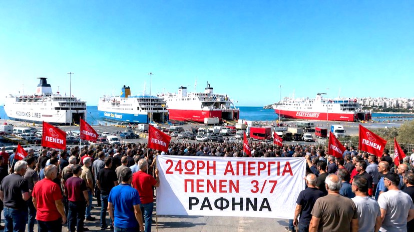 Aufruf zum Streik im Hafen von Rafina