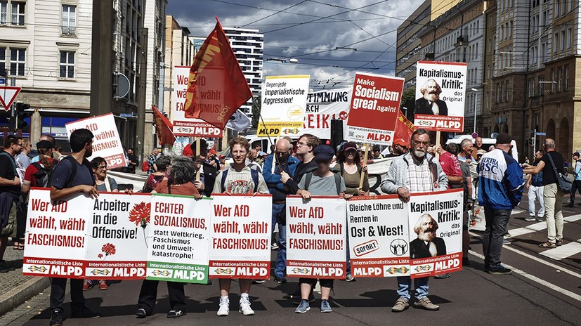 Aktionstag in Magdeburg: "Wer AfD wählt, wählt Faschismus - Make Socialism great again!"