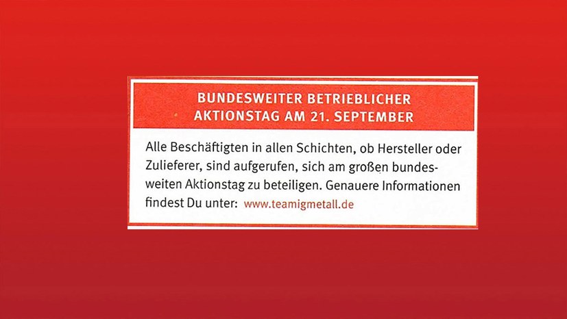 IG Metall ruft Auto- und Zuliefererbeschäftigte auf: Alle Beschäftigten in allen Schichten!