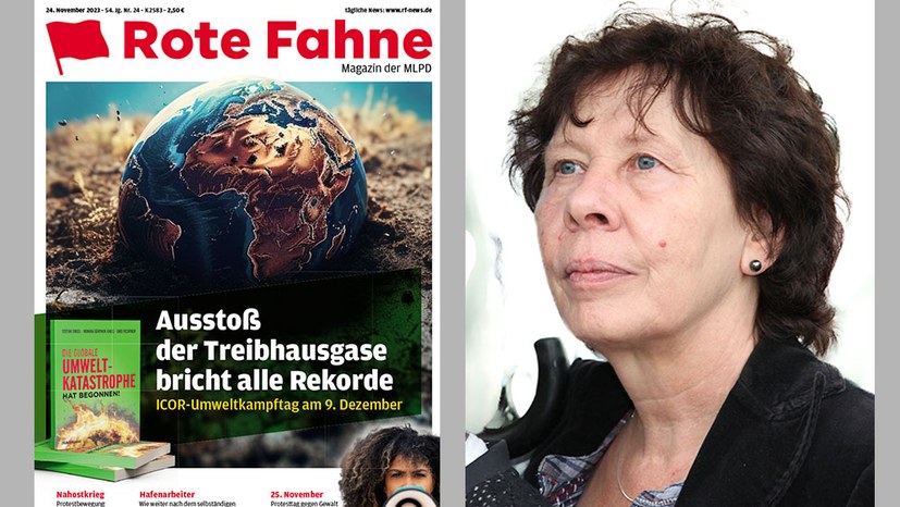 Rote Fahne Magazin: Mit der Weihnachtsmannmütze am Autotor