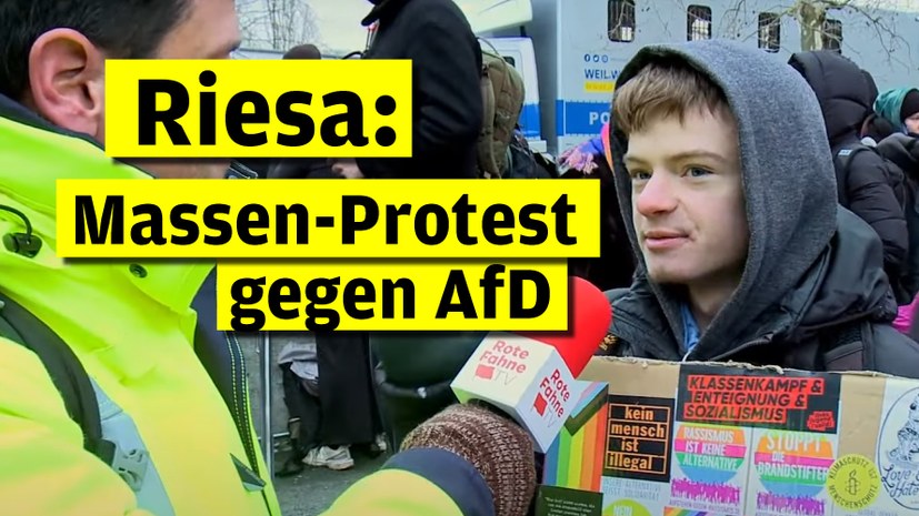 Massenprotest gegen den AfD-Parteitag in Riesa