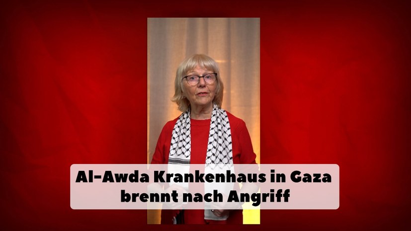 Al-Awda Krankenhaus in Gaza brennt nach Angriff