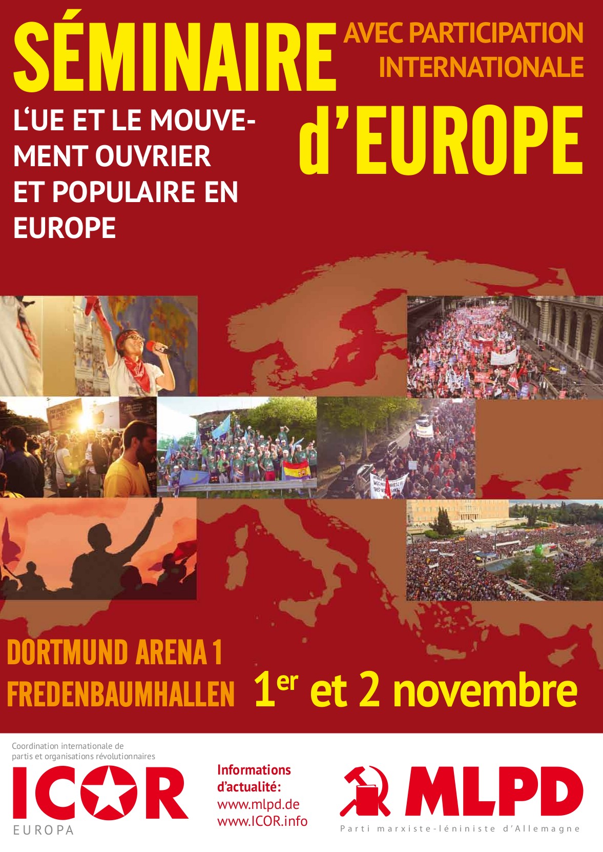 Affiche du Séminaire commun de l'Europe de ICOR et MLPD Allemagne