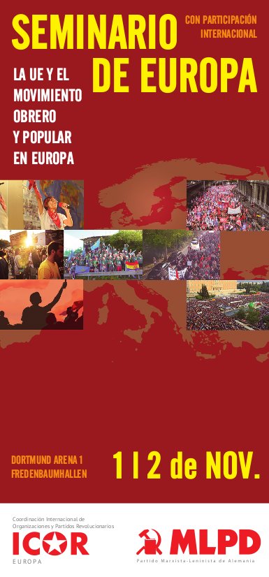 Flyer del Seminario de Europa conjunto de ICOR Europa y MLPD Alemania