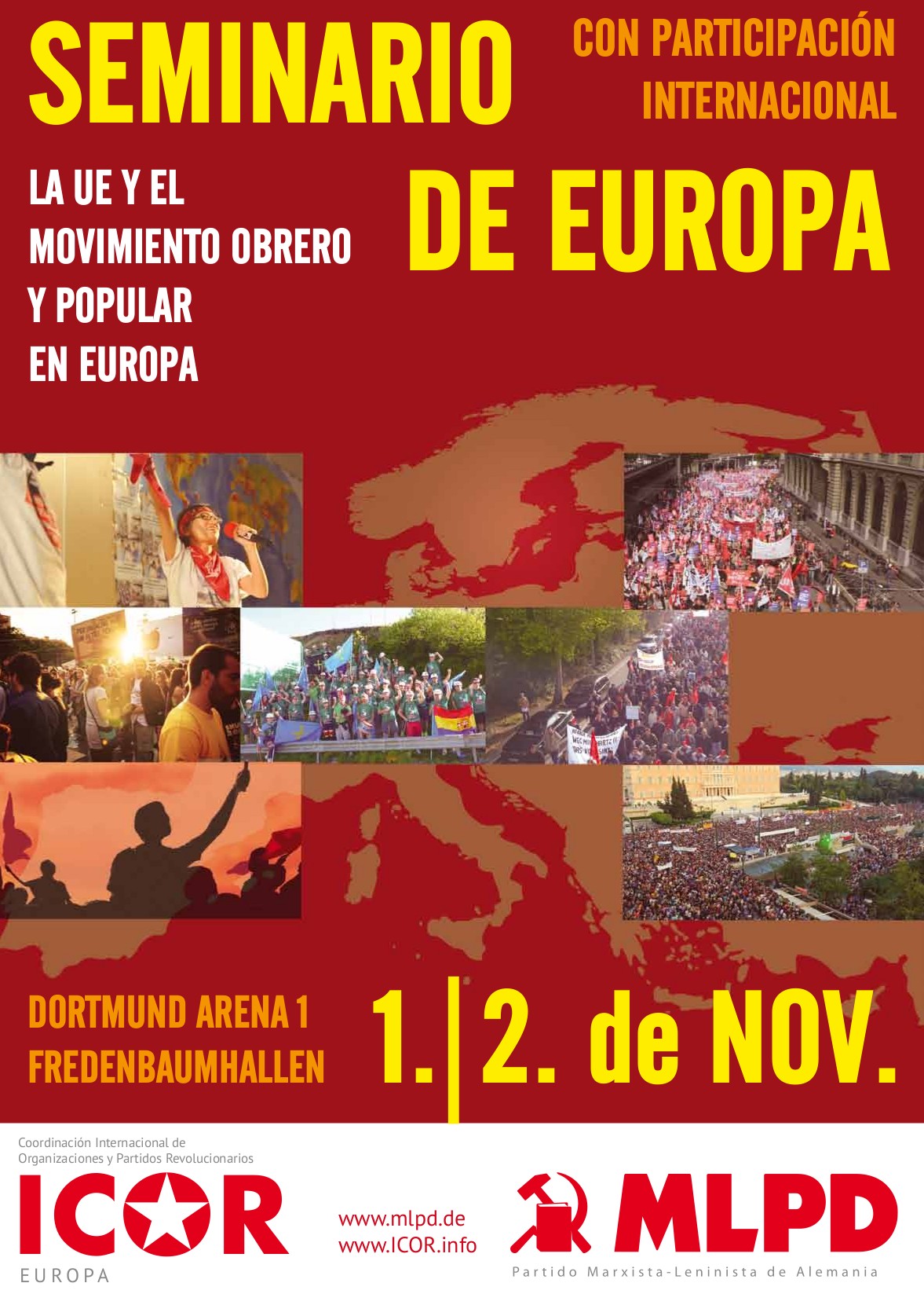 Poster del Seminario de Europa conjunto de ICOR Europa y MLPD Alemania