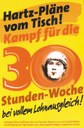 Hartz-Pläne vom Tisch! Kampf für die 30 Stunden Woche bei vollem Lohnausgleich! - Aufkleber